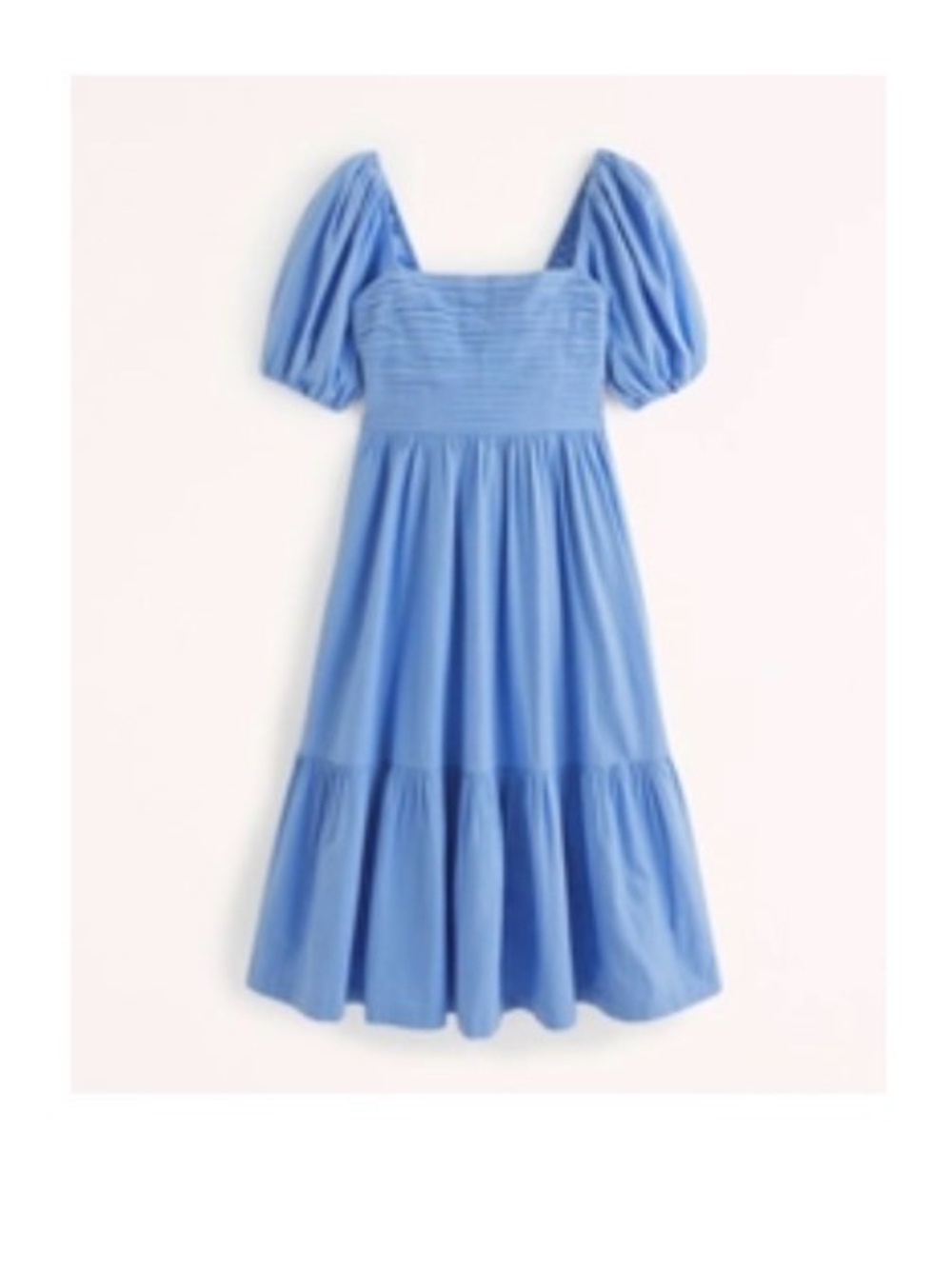 Abercrombie & Fitch Emerson Linen-Blend Blue Puff-Sleeve Dress - Picture 2 of 8
